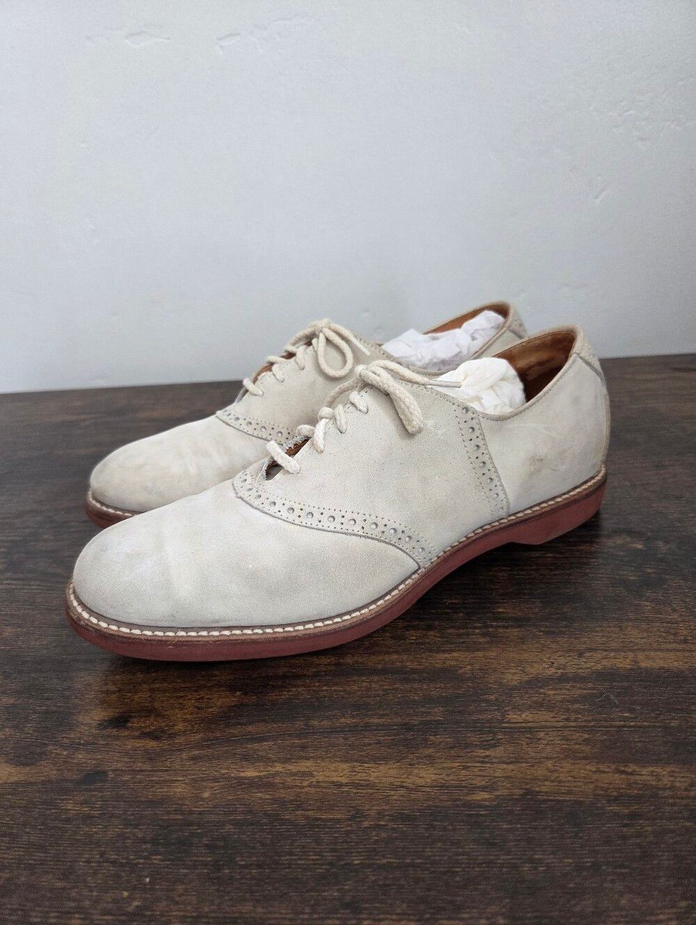 Cole Haan Suede Leather Loafers Derby Oxford Shoes Women Neutral Dapper Size 10